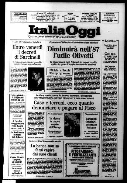 Italia oggi : quotidiano di economia finanza e politica